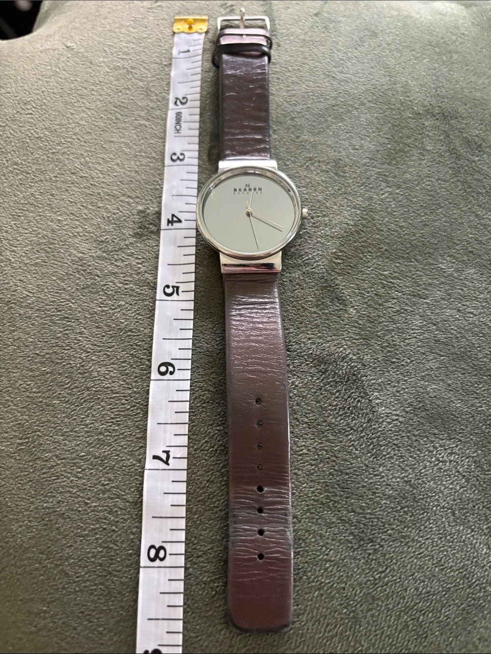 Skagen Silver Case Watch with Taupe Leather Band